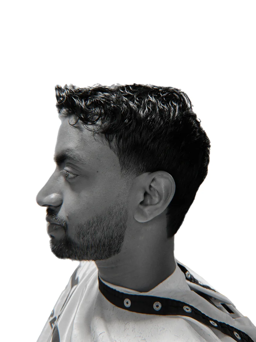 A finished cut and beard in profile